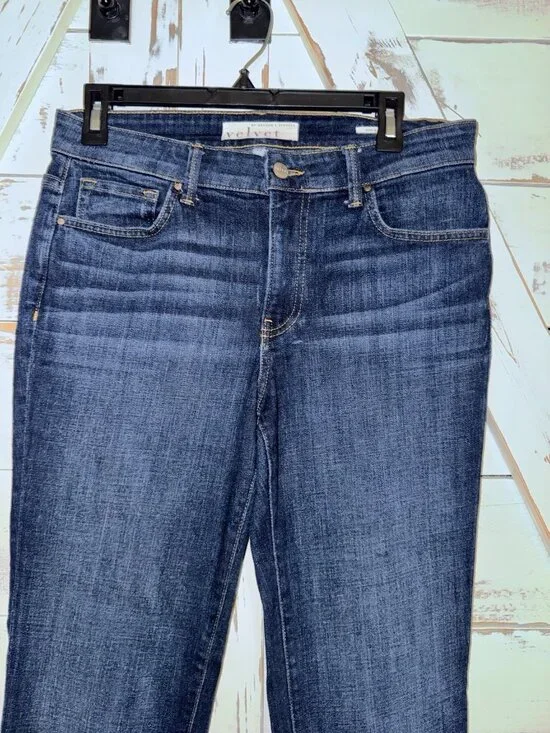 Velvet Christy High Rise BF Jeans Blue Ink Wash Stretch Designer Womens Size 27 - Picture 2 of 7